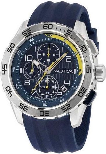Ανδρικό Ρολόι Nautica NAPNSS301 Χρονογράφος με Λουράκι από Καουτσούκ Μπλε