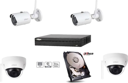 Ολοκληρωμένα Συστήματα CCTV Nvpack2 Wifi Dahua με 4 Wifi Ip Κάμερες & Καταγραφικό 1Τ Σκληρό Δίσκο