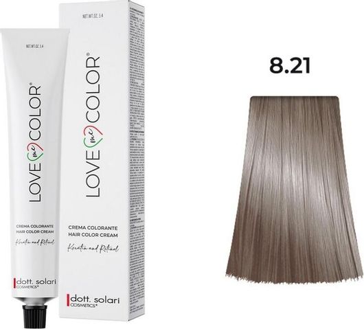 Μόνιμη Βαφή Μαλλιών Dott. Solari Love Me Color 8.21 Ξανθό Ανοιχτό Ιριζέ 100ml