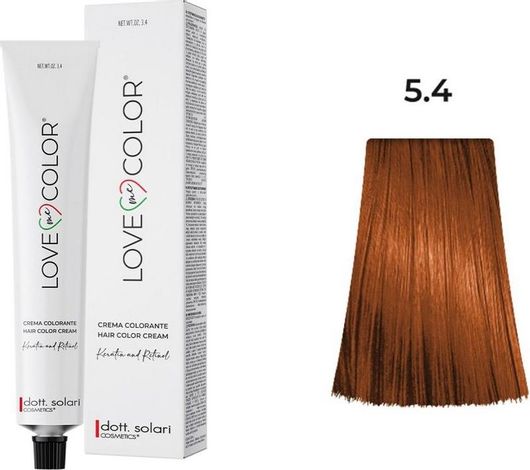 Μόνιμη Βαφή Μαλλιών Dott. Solari Love Me Color 5.4 Καστανό Ανοιχτό Χάλκινο 100ml