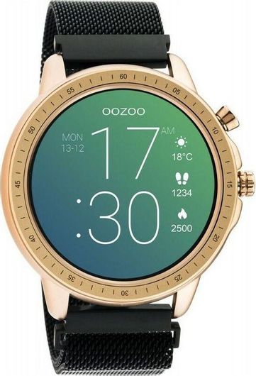 Smartwatch Oozoo Q00308 45mm Stainless Steel Case Rode Gold & Metal Strap Black