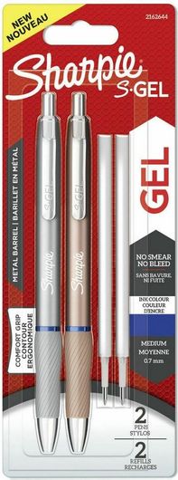 Sharpie Sharpie S-Gel Στυλό 0.7mm Ροζ Χρυσό με Μαύρο Μελάνι 2τμχ