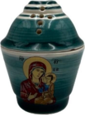 Καντήλι Αποστολικό Θεομήτωρ Κεραμικό 9.70x12cm Πράσινο