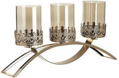 Κηροπήγιο Inart για Ρεσώ Μεταλλικό 3 Θέσεων Χρυσό 42x8x19cm