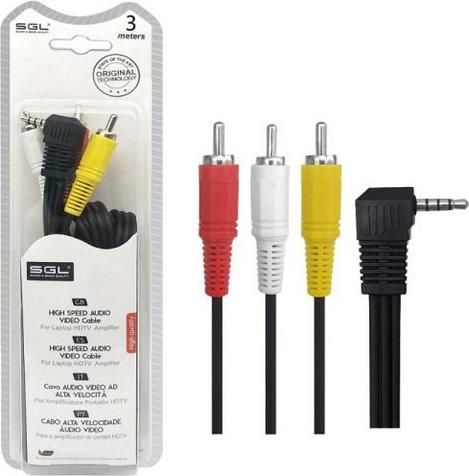 Καλώδιο 96193 SGL 3.5mm Jack male σε 3x RCA male 3m Μαύρο