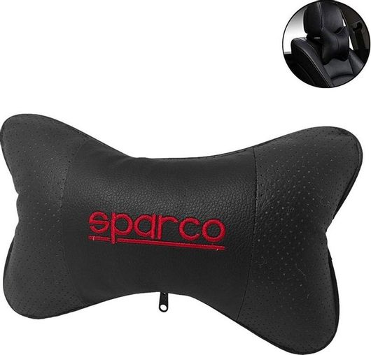 Μαξιλάρι Αυχένα για Κάθισμα Αυτοκινήτου 1257-58 από Οικολογικό Δέρμα Μαύρο