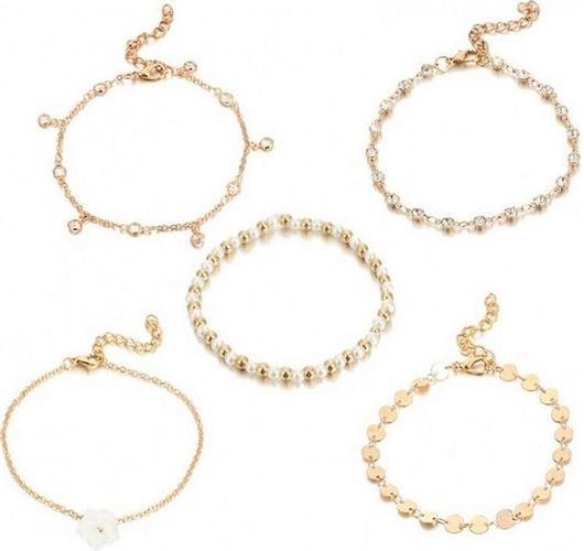 Σετ Γυναικείο Βραχιόλι B518 Φο Μπιζού για Το Πόδι 5τμχ