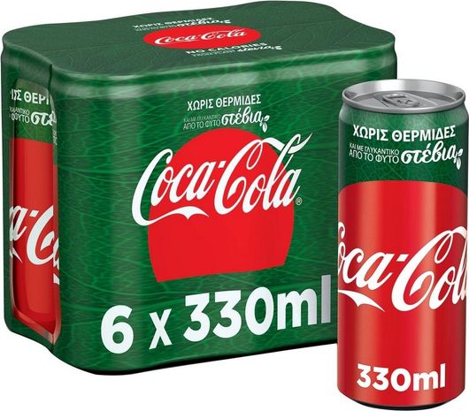 Αναψυκτικό Coca Cola Stevia Κουτί με Ανθρακικό Χωρίς Ζάχαρη 6x330ml