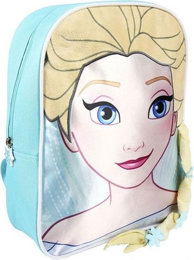 Σχολικό Τσάντα Πλάτης Δημοτικού Cerda Frozen Elsa 3D Κοτσίδα Disney Γαλάζιο