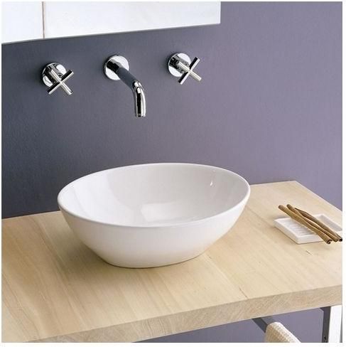 Νιπτήρας Μπάνιου Scarabeo Ovo Επικαθήμενος Πορσελάνης 41x33.5cm Λευκό