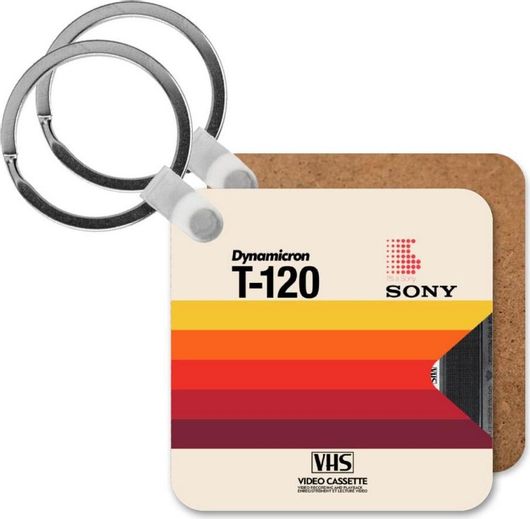 Μπρελόκ Vhs Sony Dynamicron T-120 Ξύλινο Τετράγωνο MDF