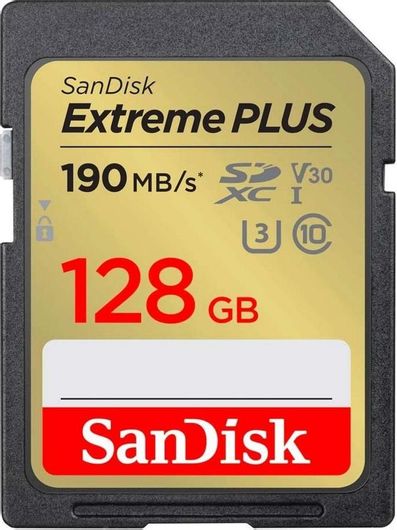 Sandisk Extreme Plus SDXC 128GB Class 10 U3 V30 UHS-I 190MB/s