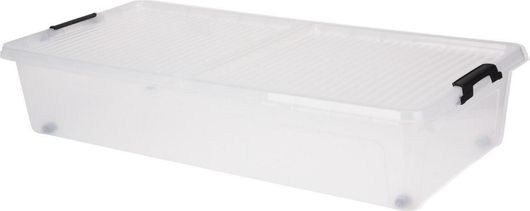 Πλαστικό Κουτί Αποθήκευσης με Ρόδες & Καπάκι Διάφανο 78x38x17cm