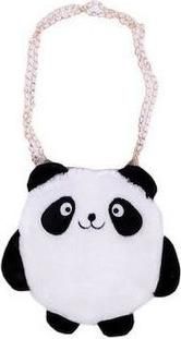 Παιδική Τσάντα Βόλτας Lil' Queen Panda Ώμου Λούτρινη 25x24.5cm Λευκό  /  Μαύρο