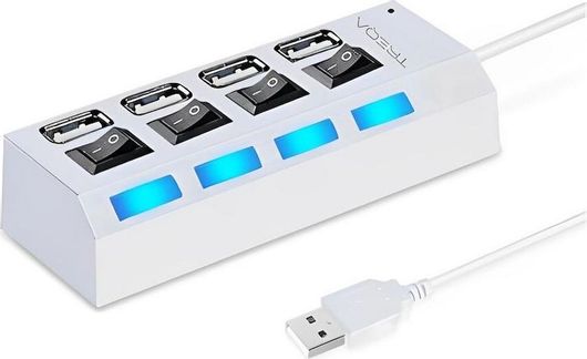 USB 3.0 Hub Treqa 4 Θυρών με σύνδεση USB-A Λευκό