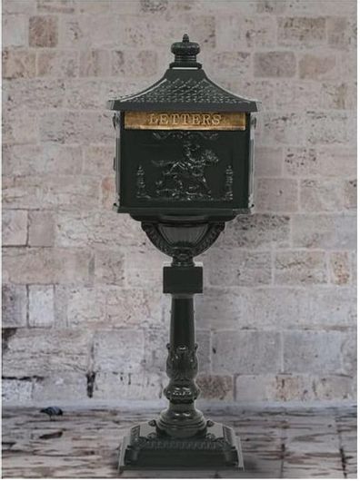 Γραμματοκιβώτιο vidaXL με Βάση Vintage Εξωτερικού Χώρου Μεταλλικό Πράσινο 43x30x117cm