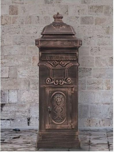 Γραμματοκιβώτιο vidaXL Vintage Εξωτερικού Χώρου Μεταλλικό Καφέ 35.5x32x102.5cm