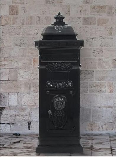 Γραμματοκιβώτιο vidaXL Vintage Εξωτερικού Χώρου Μεταλλικό Μαύρο 35.5x32x102.5cm