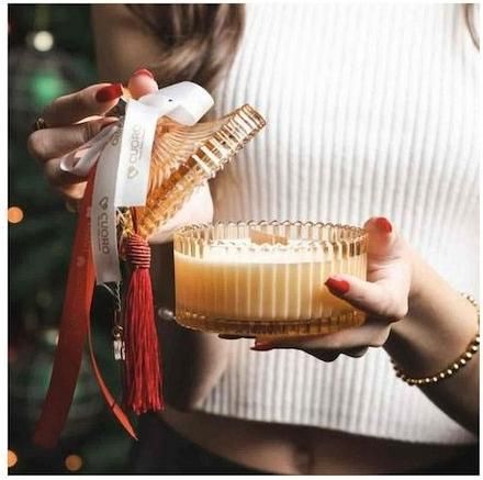 Κερί Σόγιας Στολισμένο Γούρι Μεγάλο - Άρωμα Mimosa