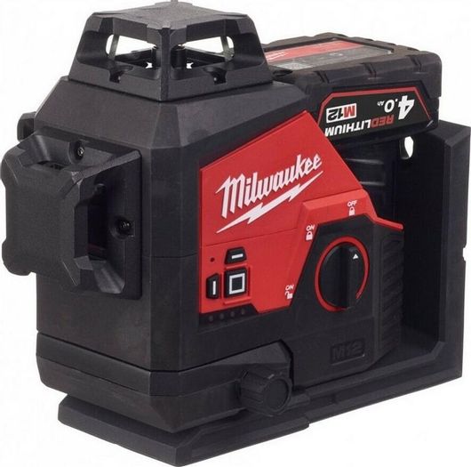 Αλφάδι Laser Milwaukee M12 3PL-401C 360° Αυτορυθμιζόμενο Περιστροφικό Πράσινης Δέσμης