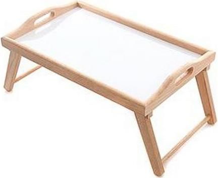 Δίσκος Σερβιρίσματος Κρεβατιού Ξύλινος Λευκός 56x36x3cm