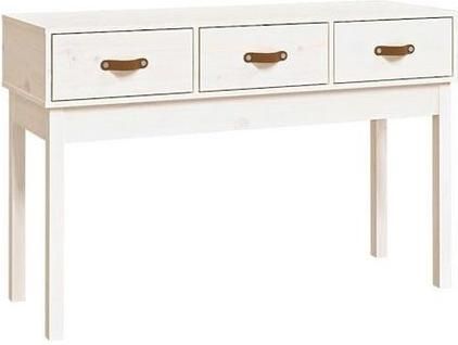 Κονσόλα vidaXL από Μασίφ Ξύλο Λευκό 114x40x75cm