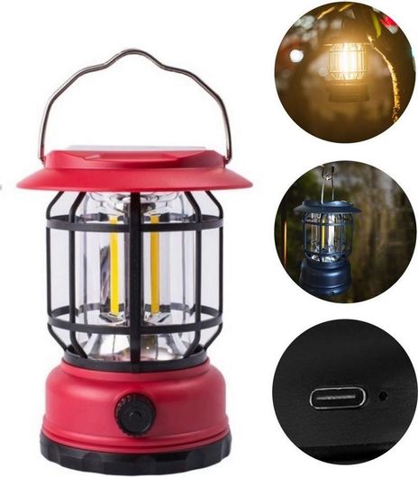 Φανάρι LED GB-23 Μπαταρίας για Camping με Γάντζο & Dimmer COB 200LM Θερμό Λευκό