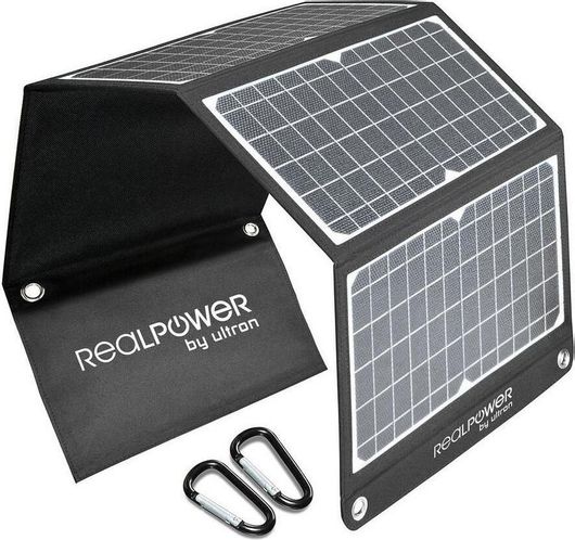 Ηλιακός Φορτιστής Φορητών Συσκευών RealPower SP-30E Αναδιπλούμενος 30W με Σύνδεση USB