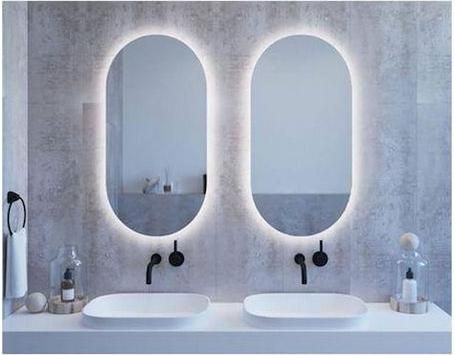 Κρεμαστός Καθρέπτης Semi-Oval 100 x 45cm με Led