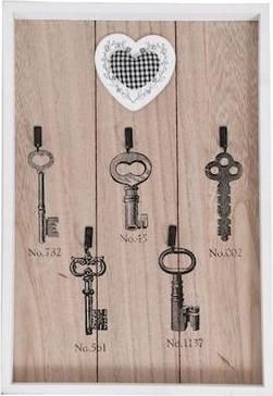 Κλειδοθήκη Τοίχου Fylliana Ξύλινη Μπεζ 27x3x35cm