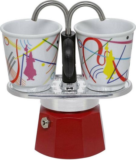 Μπρίκι Espresso Bialetti Mini Express Set Kandinsky 2cups Κόκκινο