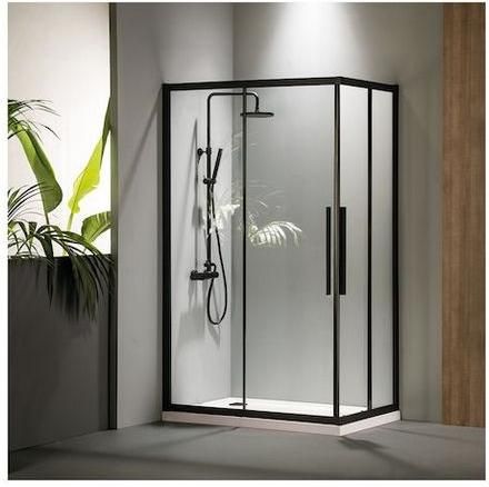 Καμπίνα Ντουζιέρας Devon Flow Corner Entry με Συρόμενη Πόρτα 107-109x80x195cm Clean Glass Black Matt