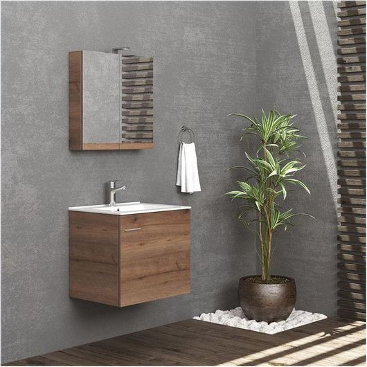 Πάγκος Μπάνιου Karag Bitola 60 με Νιπτήρα Ματ Λάκα Μ59xΒ45xΥ55cm Brown 8702