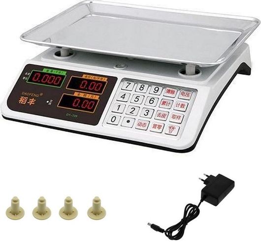 Επαγγελματική Ζυγαριά DY-729 Ηλεκτρονική Ζυγαριά Λιανικής με Ικανότητα Ζύγισης 40kg & Υποδιαίρεση 40gr