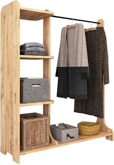 Pakketo Renesme Κρεμάστρα Δαπέδου από Ξύλο Μπεζ 106x35x128cm