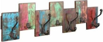 Κρεμάστρα Τοίχου vidaXL Αντικέ Ξυλινη 7 Θέσεων 78x10x23cm Πολύχρωμο