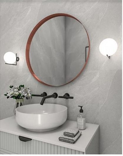 Κρεμαστός Καθρέπτης Iron Circle Slim 42cm χωρίς Led Μπρούτζινο