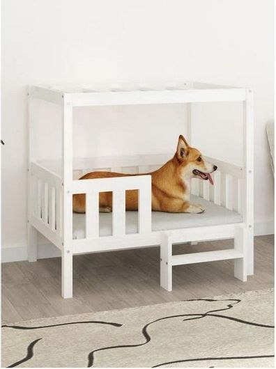 Υπερυψωμένο Κρεβάτι Σκύλου vidaXL 95.5x90cm Λευκό