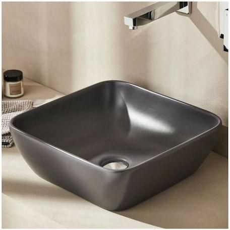 Νιπτήρας Μπάνιου Tema POR040 Επικαθήμενος Πορσελάνης 40x40cm Anthracite Matt