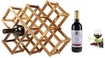 Μπουκαλοθήκη Επιτραπέζια Ξύλινη για 8 Μπουκάλια Καφέ