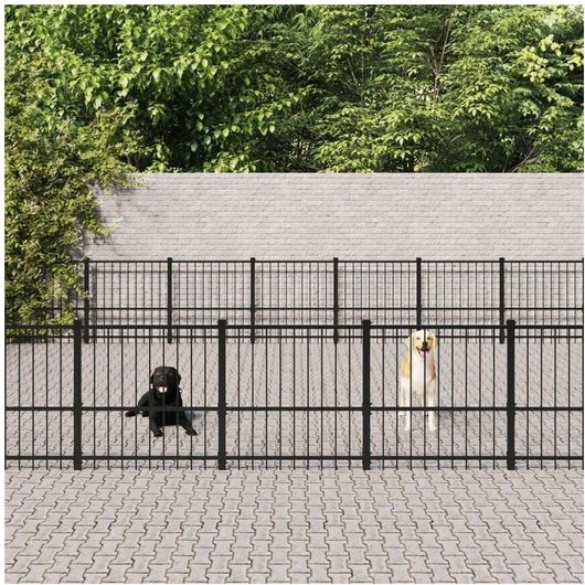 Πάρκο Σκύλου vidaXL από Μέταλλο 970 x 679 x 100cm Μαύρο