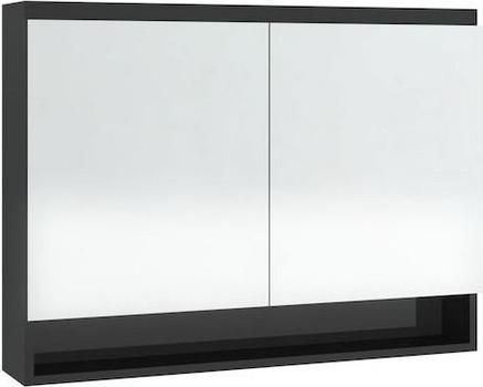 Καθρέπτης Μπάνιου vidaXL 331531 Ορθογώνιος από MDF με Ντουλάπι 80x60cm Μαύρος