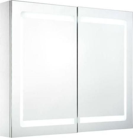Καθρέπτης Μπάνιου vidaXL 285123 Ορθογώνιος Led από MDF με Ντουλάπι 80x68cm Λευκός