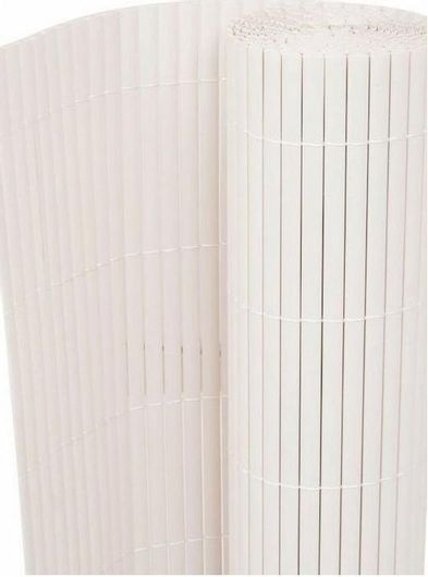 Καλαμωτή vidaXL Περίφραξη Κήπου Διπλής Όψης Λευκή Πλαστική με Ολόκληρο Καλάμι 90x500cm