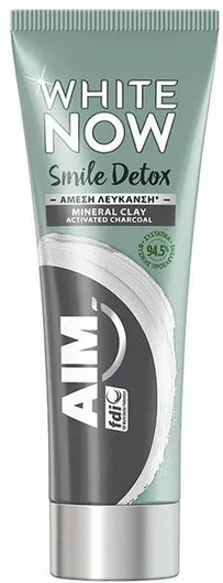 AIM White Now Smile Detox Οδοντόκρεμα με Ενεργό Άνθρακα για Λεύκανση 75ml