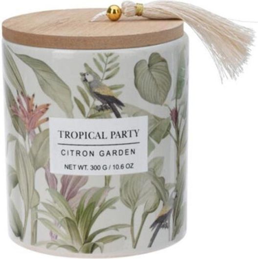 Κερί Αρωματικό Tropical Part με Ξύλινο Καπάκι 9x11.7cm Citron Garden
