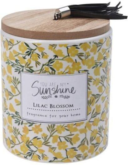 Κερί Αρωματικό Sunshine με Ξύλινο Καπάκι 9x11.7cm Lilac Blossom