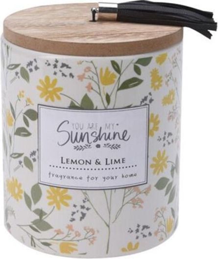 Κερί Αρωματικό Sunshine με Ξύλινο Καπάκι 9x11.7cm Lemon Lime