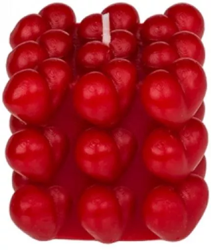 Κερί σε Σχήμα Φουσκωτής Καρδιάς 6cm Σετ 12τμχ Κόκκινο / Λευκό