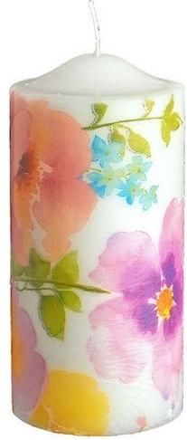 Διακοσμητικό Κερί Jk Home Decoration με Λουλούδια 7x15cm